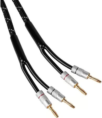 Audtek 14 AWG Braided Speaker Cable Wire with Gold Plated Banana Plugs